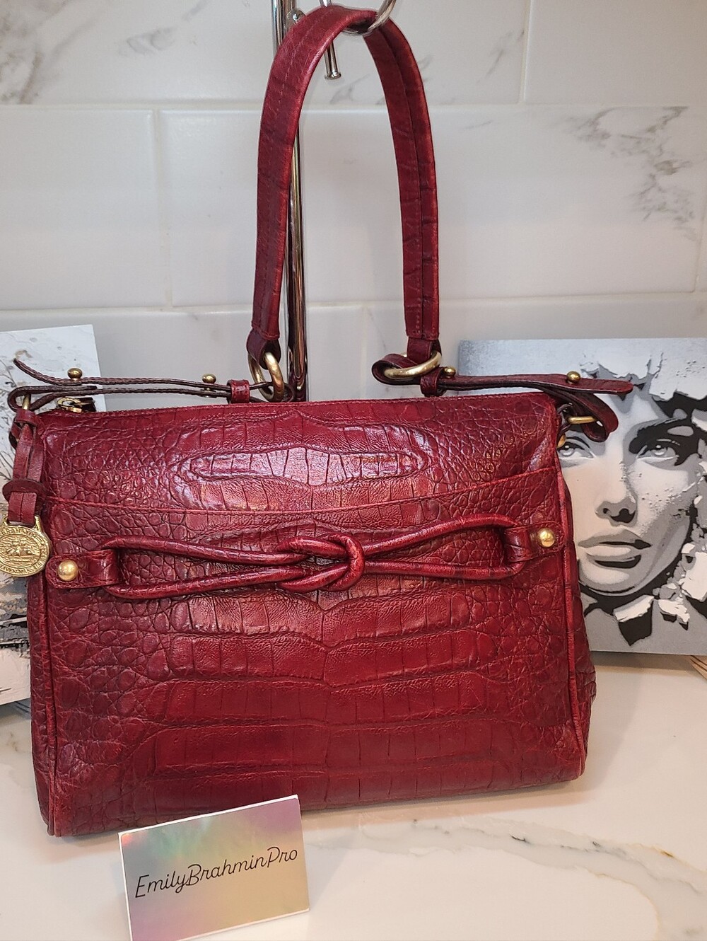 Brahmin Vintage Red Knot Shoulder Bag